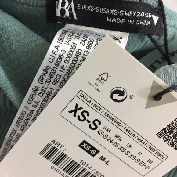 NWT ZARA Limitless Contour Collection Stretchy Sage Green Ribbed Cropped Top - Picture 2 of 8